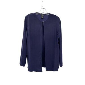 Eileen Fisher Cardigan Womens PS Petites Used Blue 100% Silk